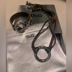 Authentic Dolce and Gabbana men’s leather and silver jewelry